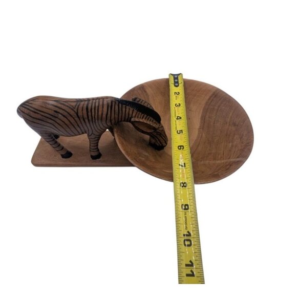 Hand-Carved Wooden Zebra Design Bowl  Decorative & Functional Piece  Ideal For T - Picture 6 of 12